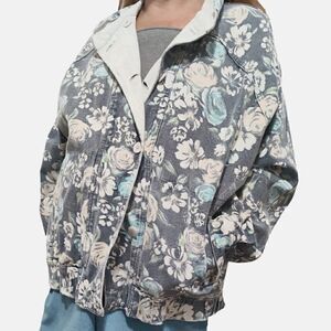 Oversized Vintage Floral Denim Jacket